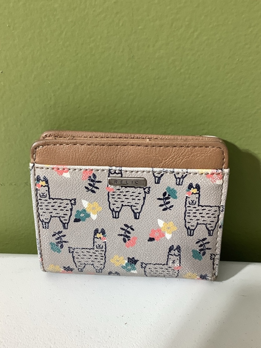 Relic brown and gray llama wallet